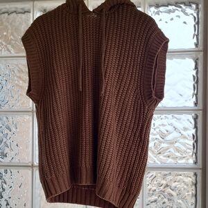 Papillon Blanc Chocolate Knit Sleeveless Hoodie